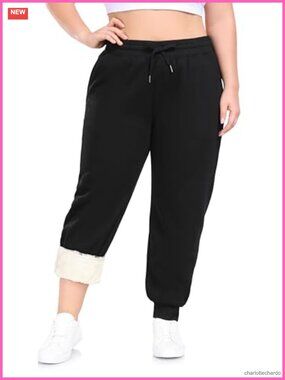 Sherpa Fleece Lined Sweatpants Athletic Joggers Thermal Winter Warm Pants